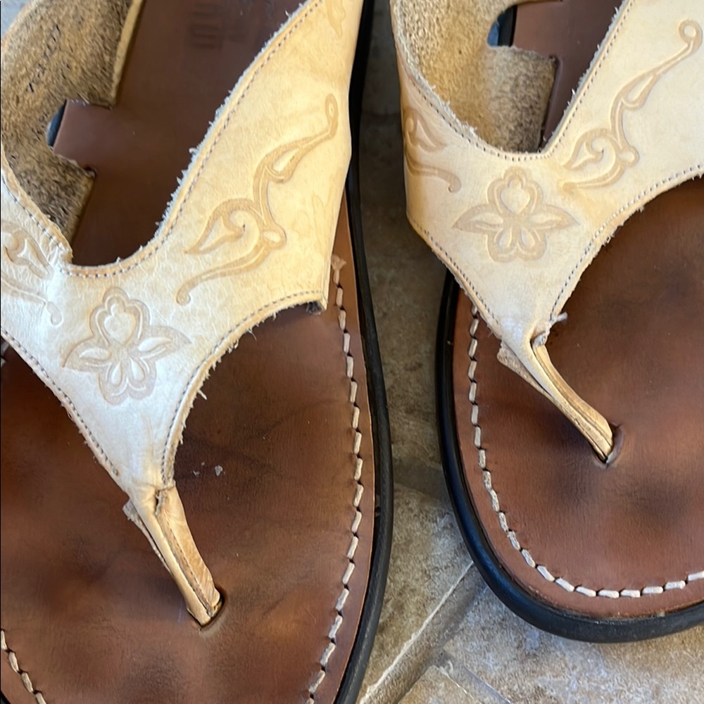 Tan and Brown Leather Sandals